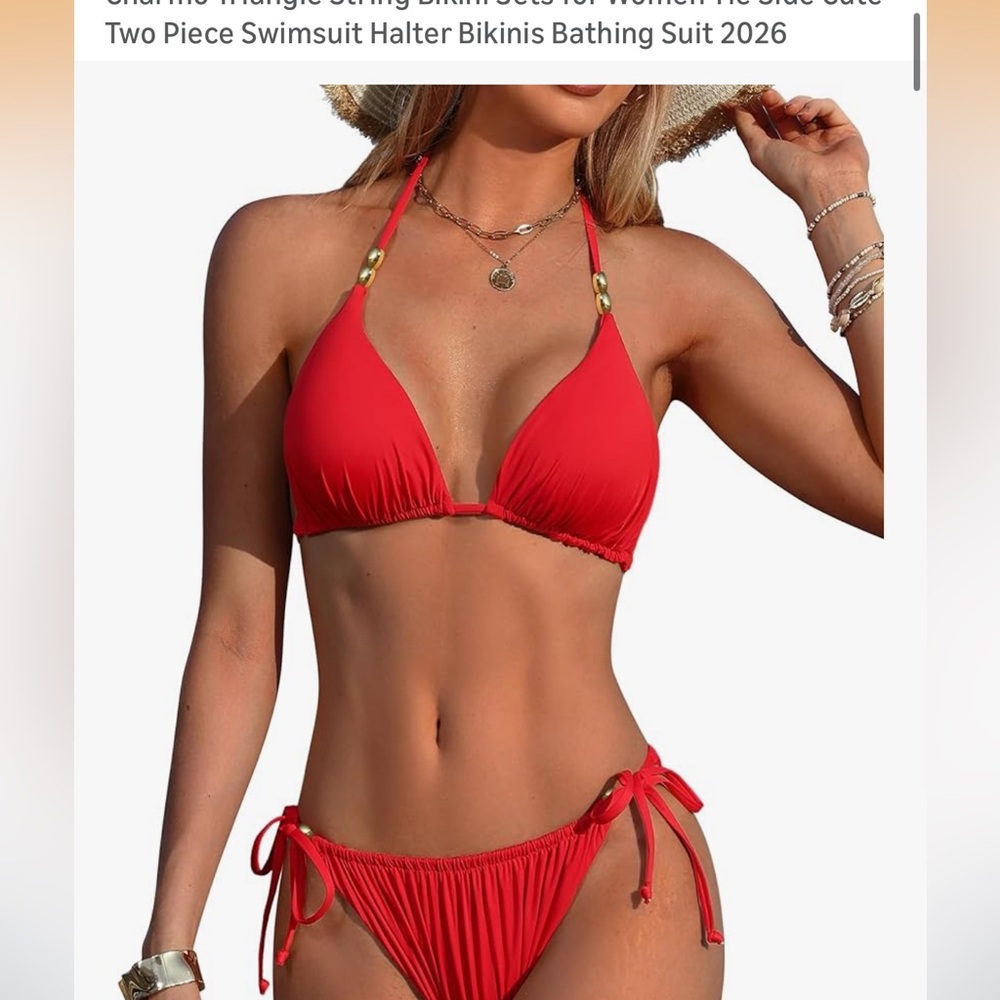 Red Triangle Bikini Set, Medium NWT